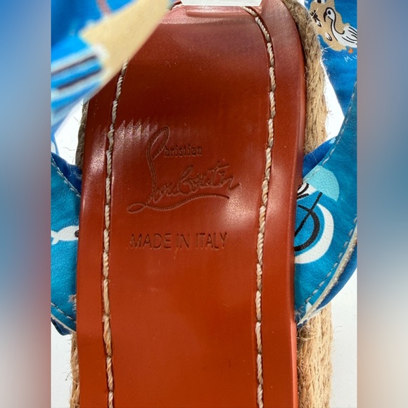 Christian Louboutin Monica Du Desert 110 Satin Wedge Espadrille Sandals EU37 US7 - Picture 8 of 10